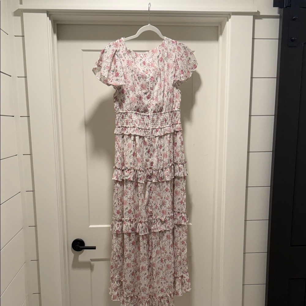 Altar'd State Pink Floral High-Low Ruffle Maxi Dress - Picture 5 of 8